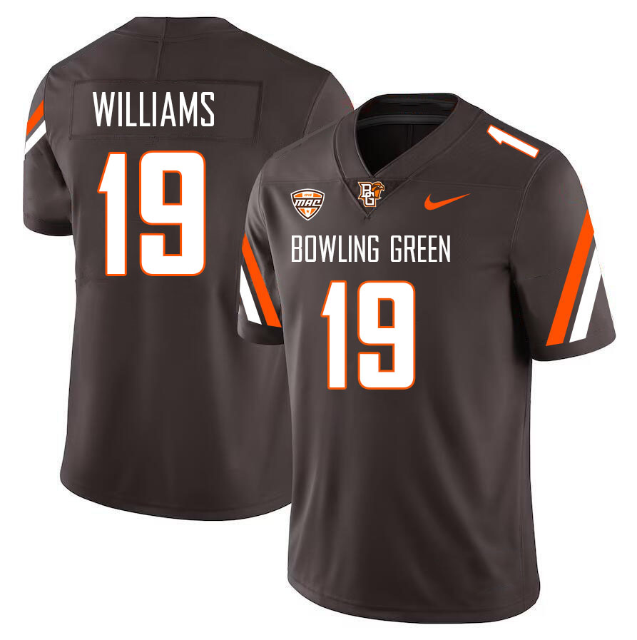 Bowling Green Falcons #19 Alijah Williams College Football Jerseys Stitched Sale-Brown